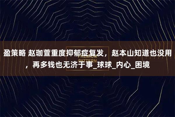 盈策略 赵珈萱重度抑郁症复发，赵本山知道也没用，再多钱也无济于事_球球_内心_困境