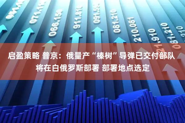 启盈策略 普京：俄量产“榛树”导弹已交付部队 将在白俄罗斯部署 部署地点选定