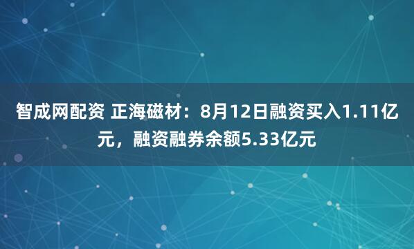 智成网配资 正海磁材：8月12日融资买入1.11亿元，融资融券余额5.33亿元