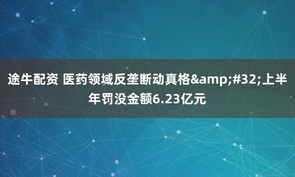 途牛配资 医药领域反垄断动真格&#32;上半年罚没金额6.23亿元