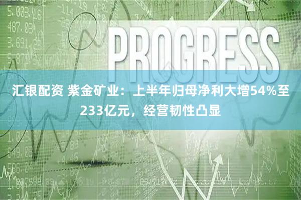 汇银配资 紫金矿业：上半年归母净利大增54%至233亿元，经营韧性凸显